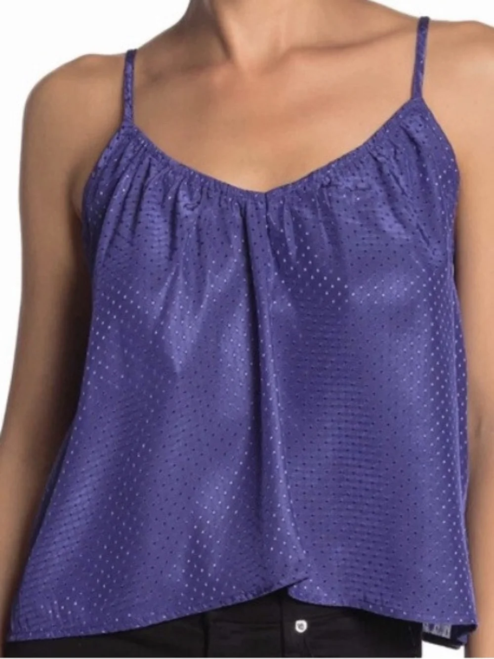NSR | NWT Royal Purple Satin Dot Crop Slip Tank Top Chemise Camisole - Picture 13 of 13